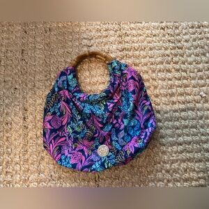 Lilly Pulitzer bag with bamboo handles. NWOT